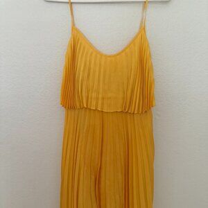 Canary Yellow Satin Pleated Dress by Laundry